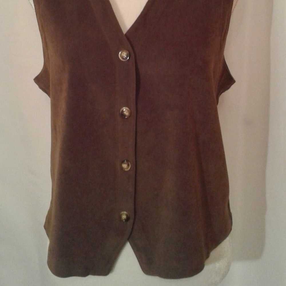 ORVIS Brown Suede Sleeveless Vest Small